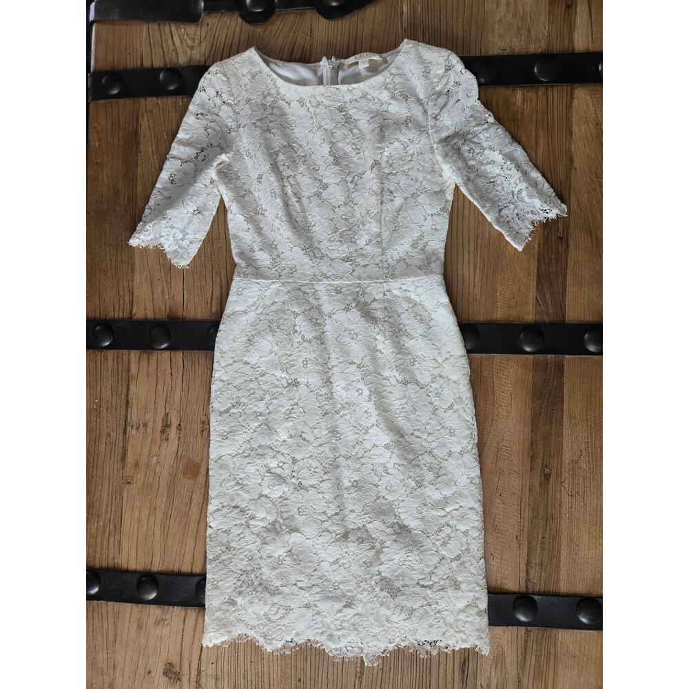 Erin 1/2 Short Sleeve White Lace Dress sz 4